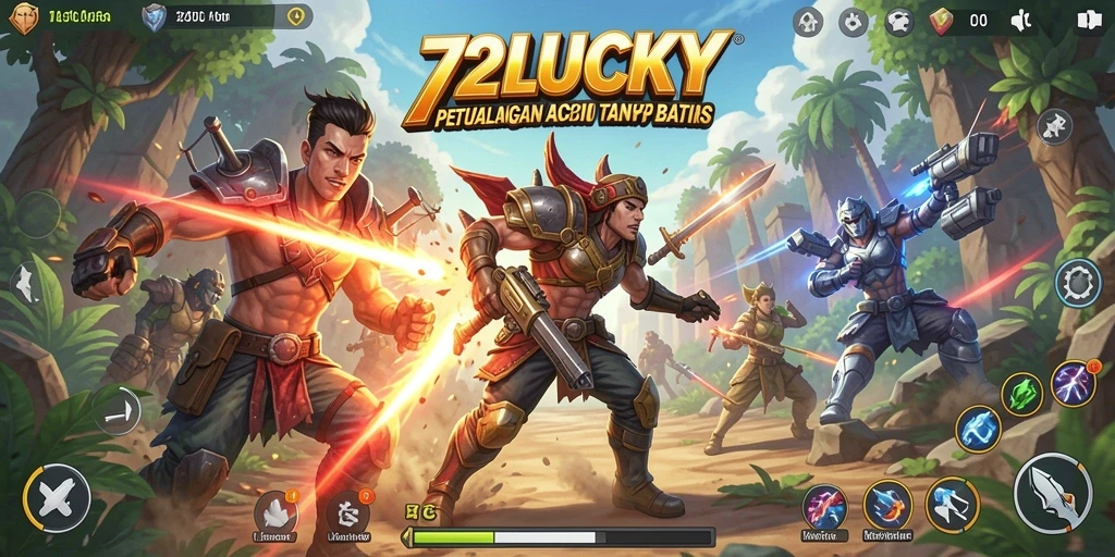 Screenshot utama 72LUCKY menampilkan aksi pertarungan yang mendebarkan.
