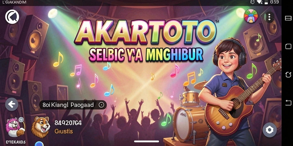 Tampilan gameplay seru AKARTOTO dengan berbagai tantangan musik.