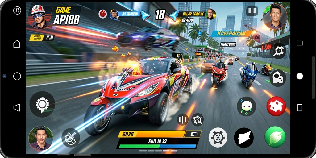 Tampilan gameplay balapan yang mendebarkan di API88.