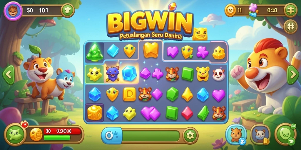 Tampilan gameplay seru dalam BIGWIN dengan kombinasi warna-warni.