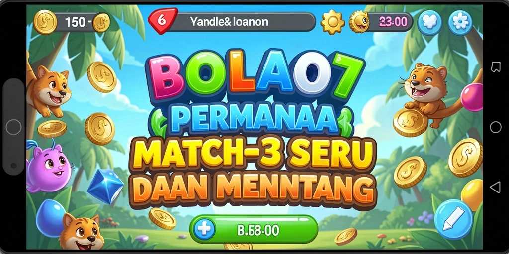 Tampilan gameplay seru dari BOLA07 dengan bola warna-warni.