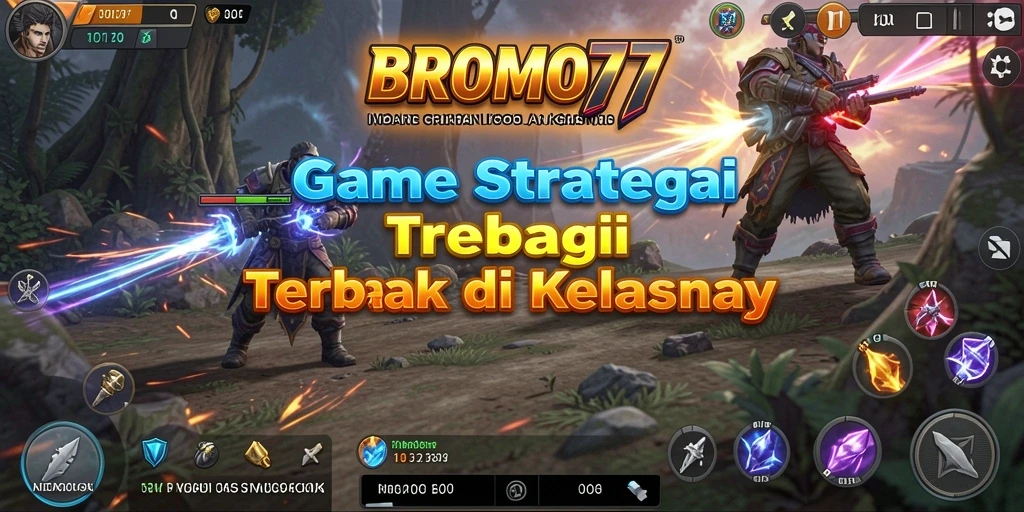 Tampilan gameplay mendebarkan dalam BROMO77, penuh dengan strategi dan pertempuran.