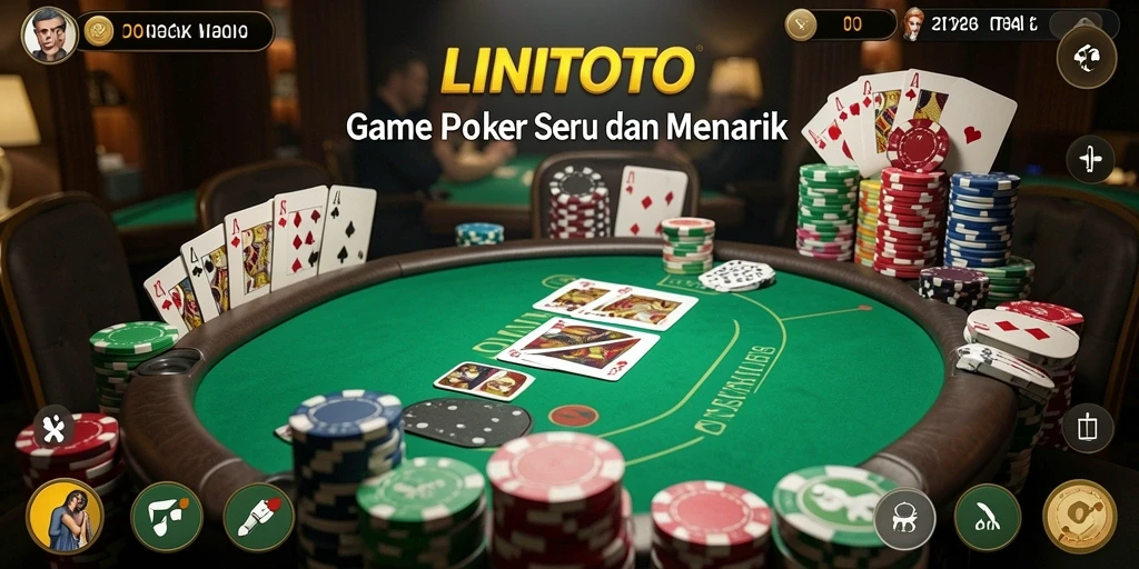 Tampilan gameplay LINITOTO yang mendebarkan dengan pemain poker bersaing.