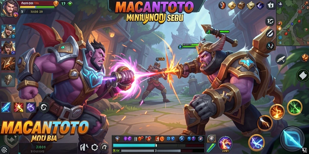 Tampilan gameplay seru dalam MACANTOTO dengan aksi MOBA yang mendebarkan.