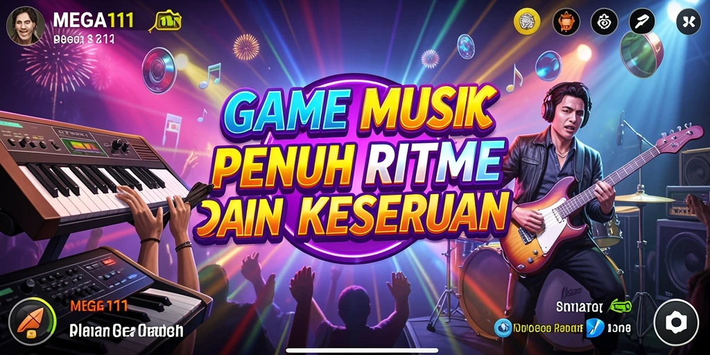 Tampilan gameplay <strong>MEGA111</strong> saat memainkan lagu favorit.