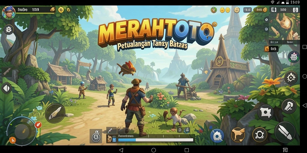 Screenshot menunjukkan eksplorasi luas dalam gameplay MERAHTOTO.