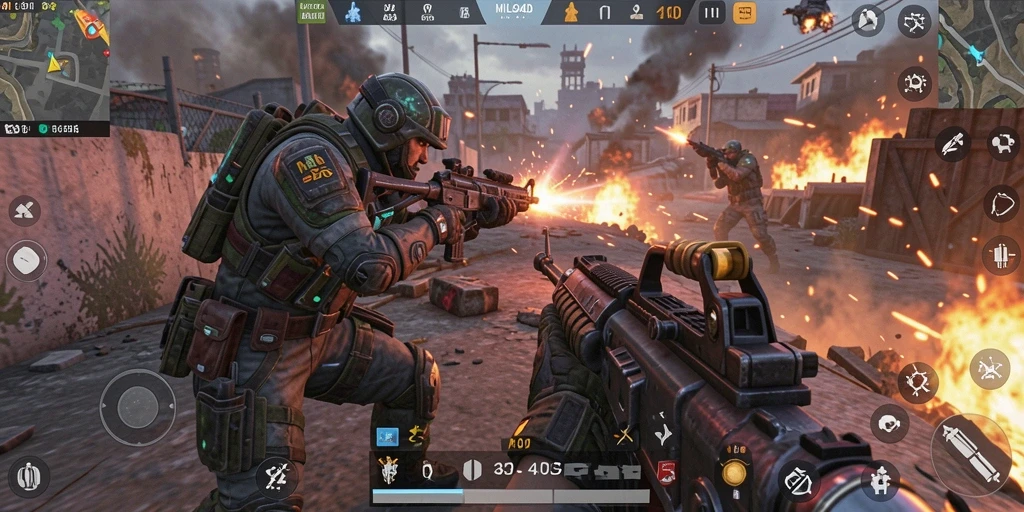 Tampilan gameplay menegangkan dalam MILO4D dengan aksi tembak-menembak intens.