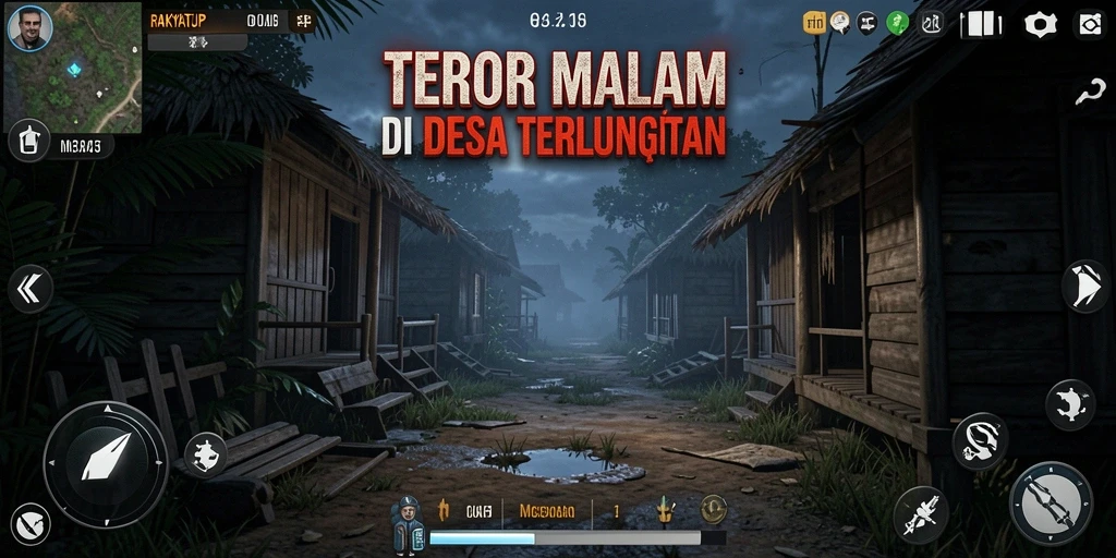 Screenshot RAKYATJP menampilkan suasana horor yang mencekam.