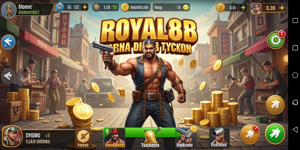 Screenshot gameplay ROYAL88 menampilkan aktivitas bisnis yang dinamis.