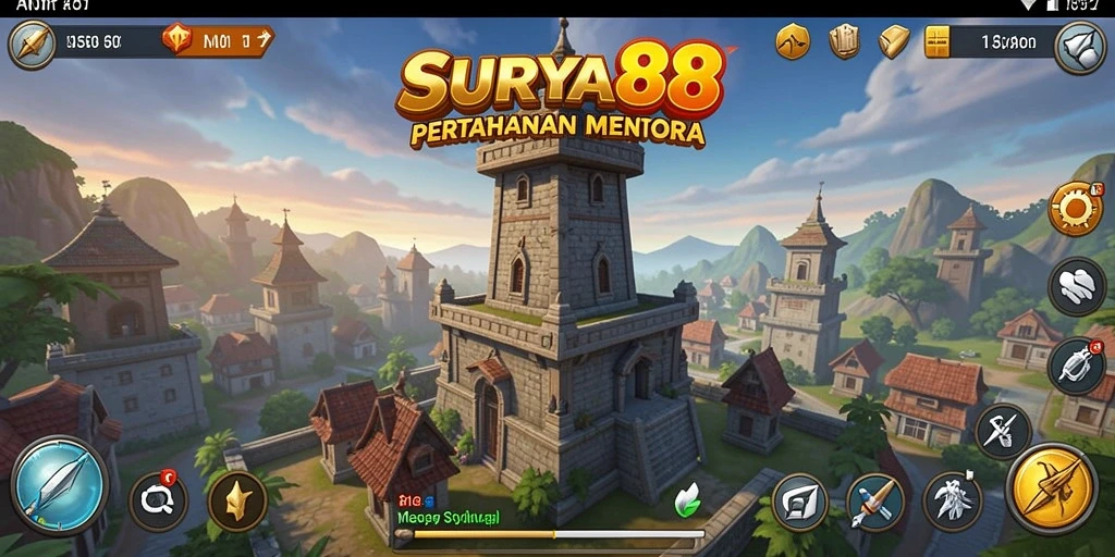 Tampilan gameplay Tower Defense yang menegangkan di SURYA88.