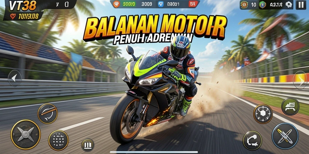 Gameplay menegangkan penuh kecepatan dan strategi balapan motor.