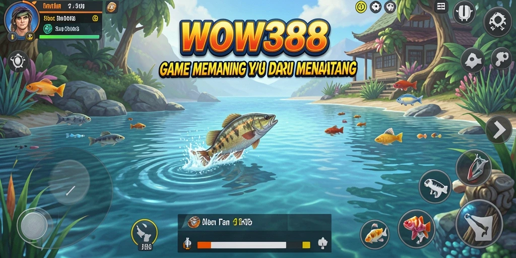 Tampilan gameplay WOW388 dengan suasana memancing yang menawan.